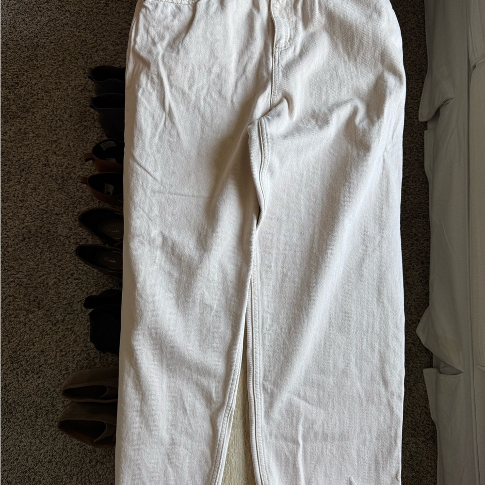 ASOS unisex wide leg raw hem off white jeans 28/28 - Picture 2 of 5